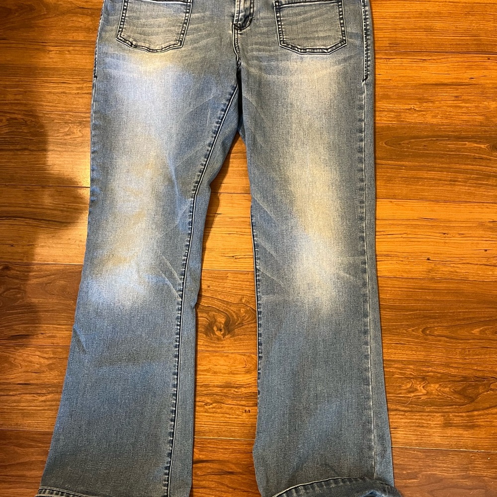 Dear John Blue Boot Cut Jeans with Distressed Details